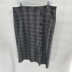 Banana Republic Factory Black White Skirt Back Zipper Front Slit Size 14